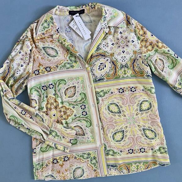 NWT Sanctuary The Vintage Scarf Paisley Long Sleeve Button-Up Shirt - Picture 6 of 8